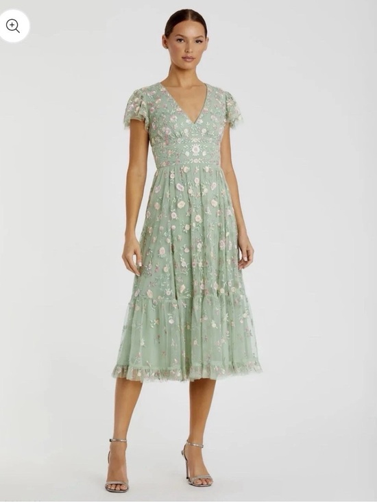 Mac Duggal Dresses & Skirts - Mac Duggal Size 6 green floral embroidered mesh dress